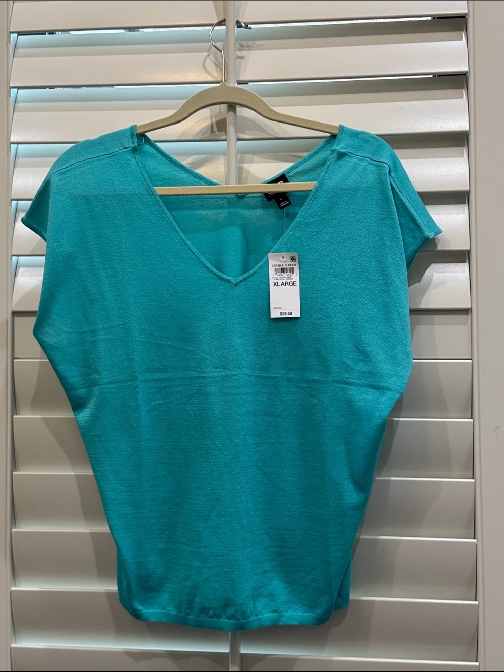 INC International Concepts Turquoise V-Neck Short Sleeve Top